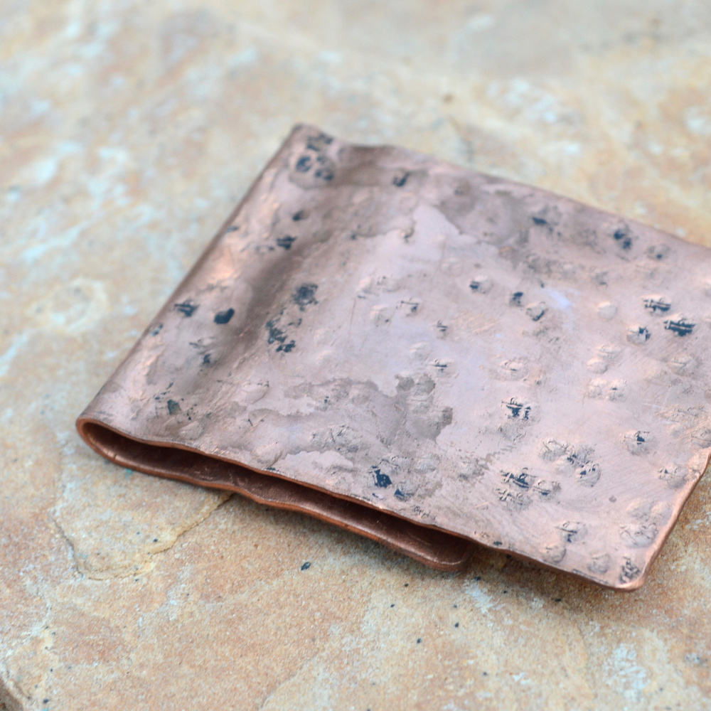 Dad Skull Rustic Money Clip Copper Hand Stamped - Picture 3 of 4